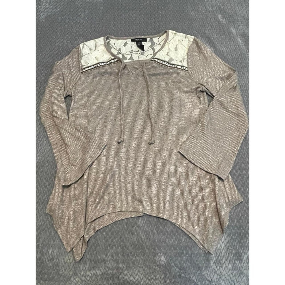 Style & Co. Womens Top- size M - Lace/Light Brown